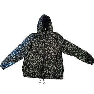 Victoria Secret PINK Camo Leopard Windbreaker Jacket XS Full Zip Hoodie